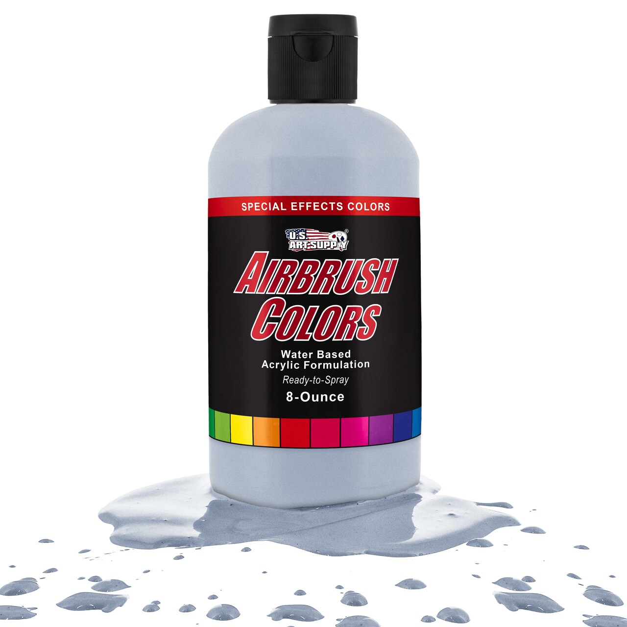 U.S. Art Supply Pearlized Silver Pearl Acrylic Special Effects Airbrush Paint - 8oz Ready to Spray Air Brush Paint for Nails, Models, Fabric - Water-Based Air Brush Painting